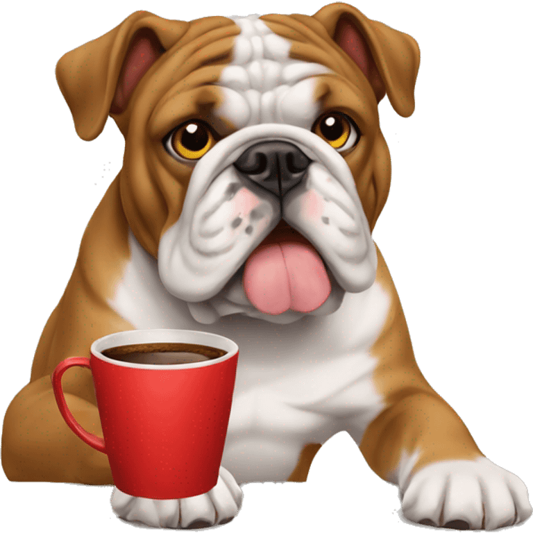 bulldog ingles drinking coffee emoji