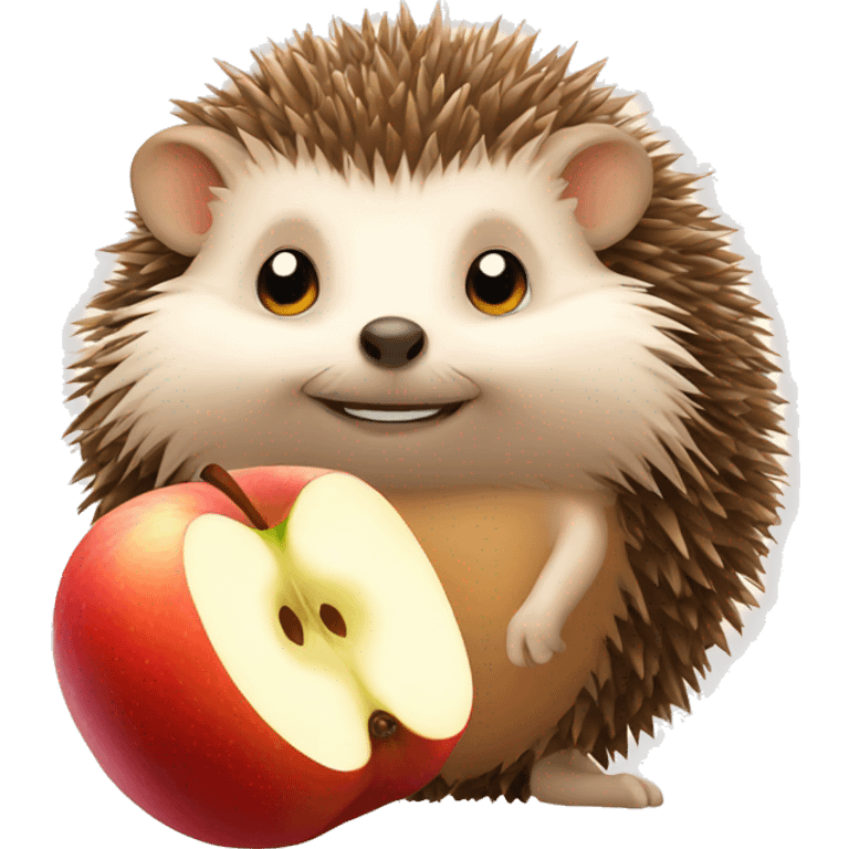 Hedgehog with apple emoji