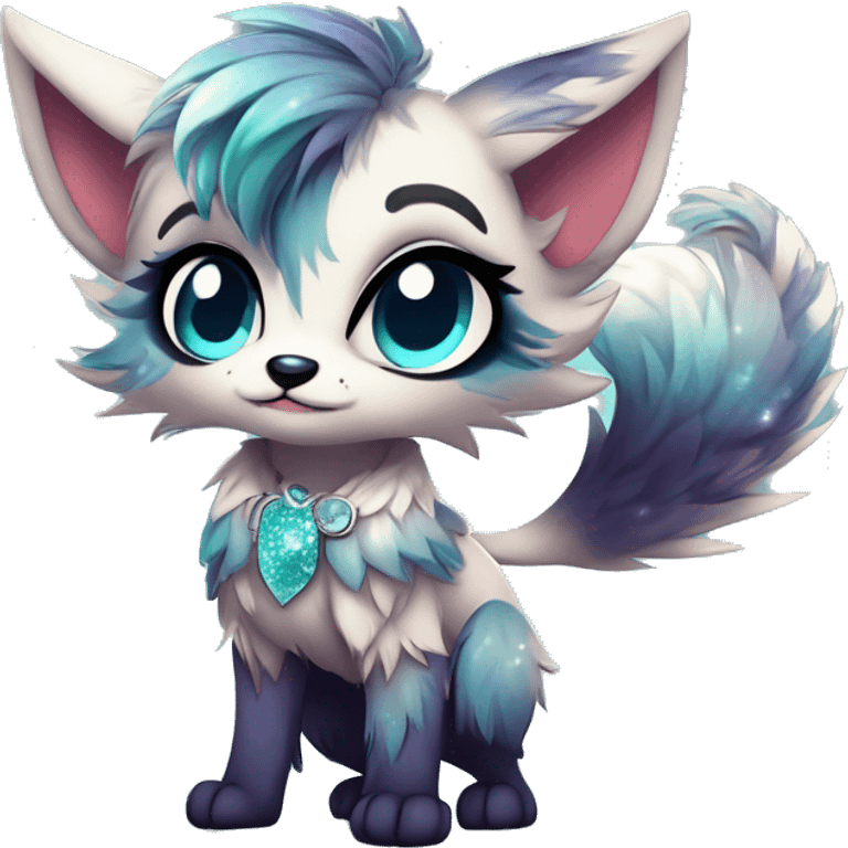 Cool cute Kawaii edgy fantasy animal sparkle fursona Fionbri by griffsnuff & LiLaiRa & Falvie full body emoji