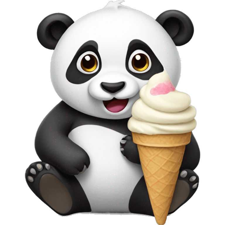 Panda eating ice cream emoji