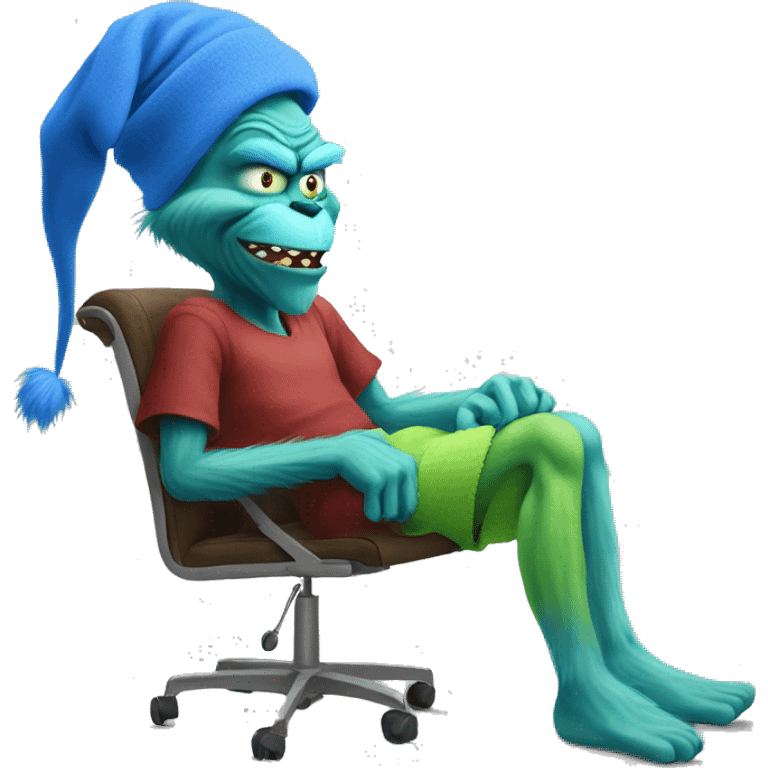 blue grinch saying “that feeling when knee surgery is tommorow” emoji