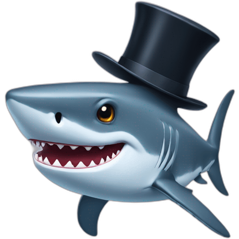 Shark with a top hat emoji