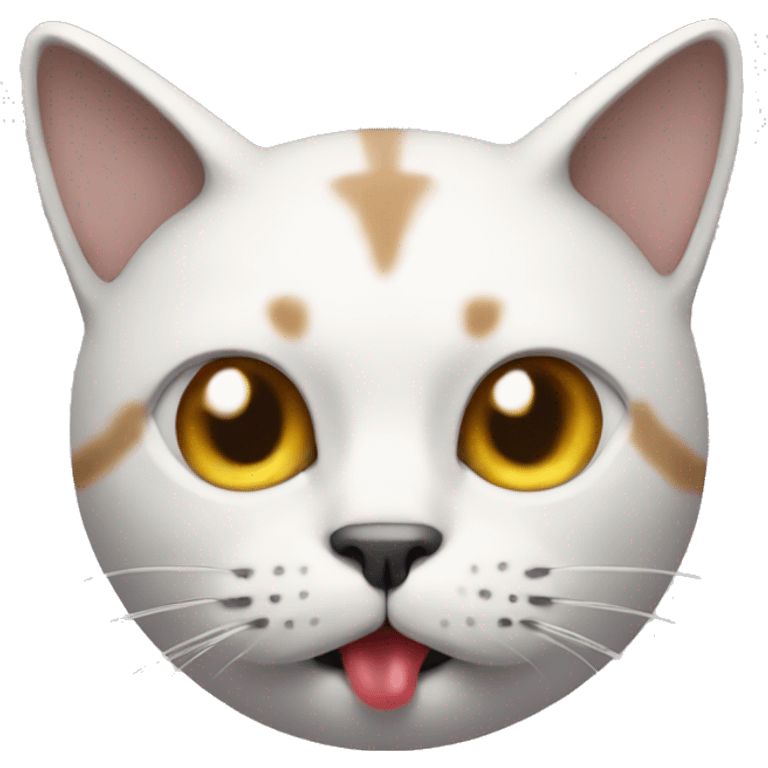 A cat with a round element which has a fuse  inside the mouth emoji