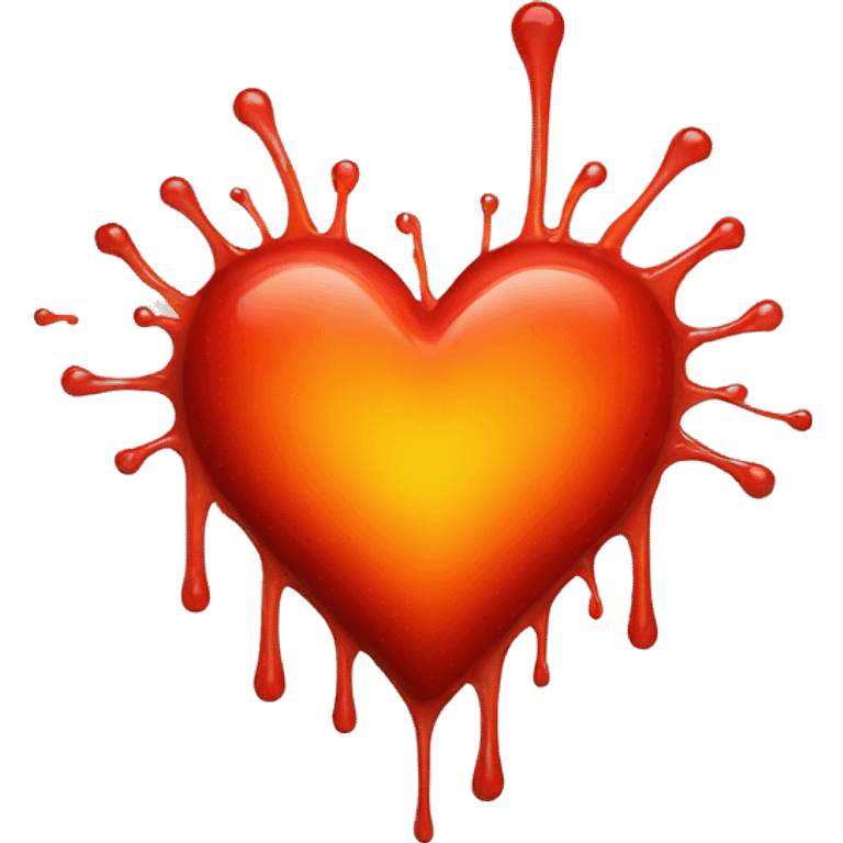 bleeding red heart shape glowing red-orange emoji