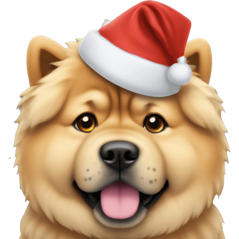 Chow chow wearing Christmas hat emoji