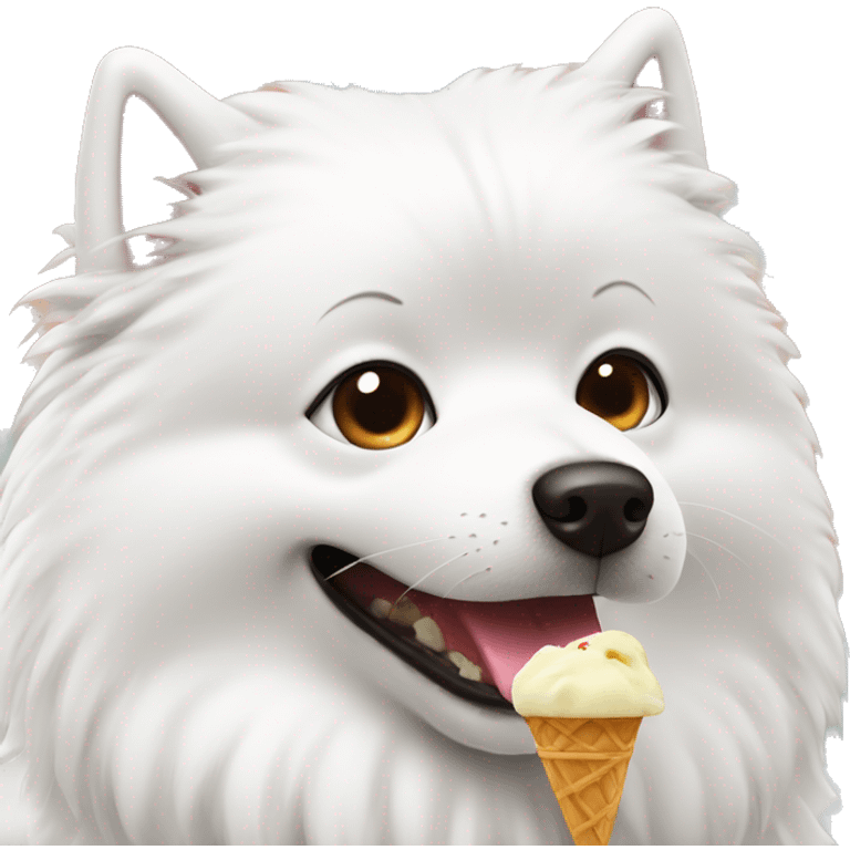 japanese spitz dog eating icecream emoji