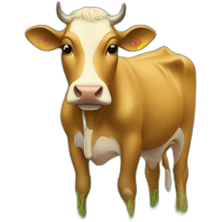 tan cow eating grass emoji