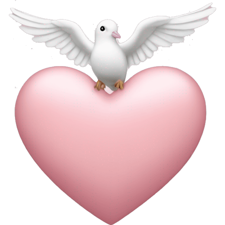 Light pink heart surrounded with dove bird emoji