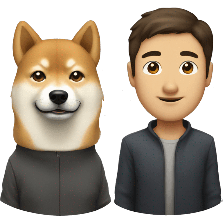 Shiba Inu with middle age man with dark hair  emoji