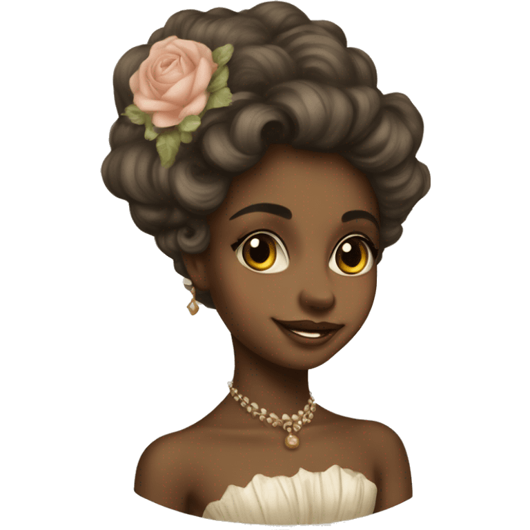 Brown skin girl Vintage rococo emoji