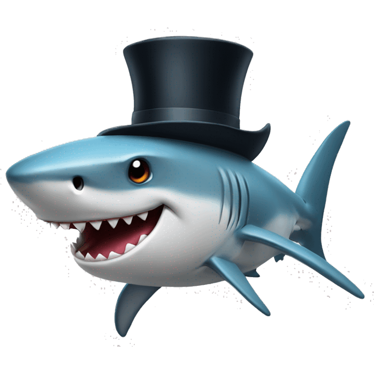 Shark with a top hat emoji