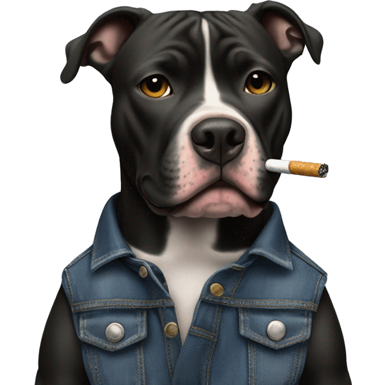 Black pitbul smoking a cigarette wearing jeans  emoji