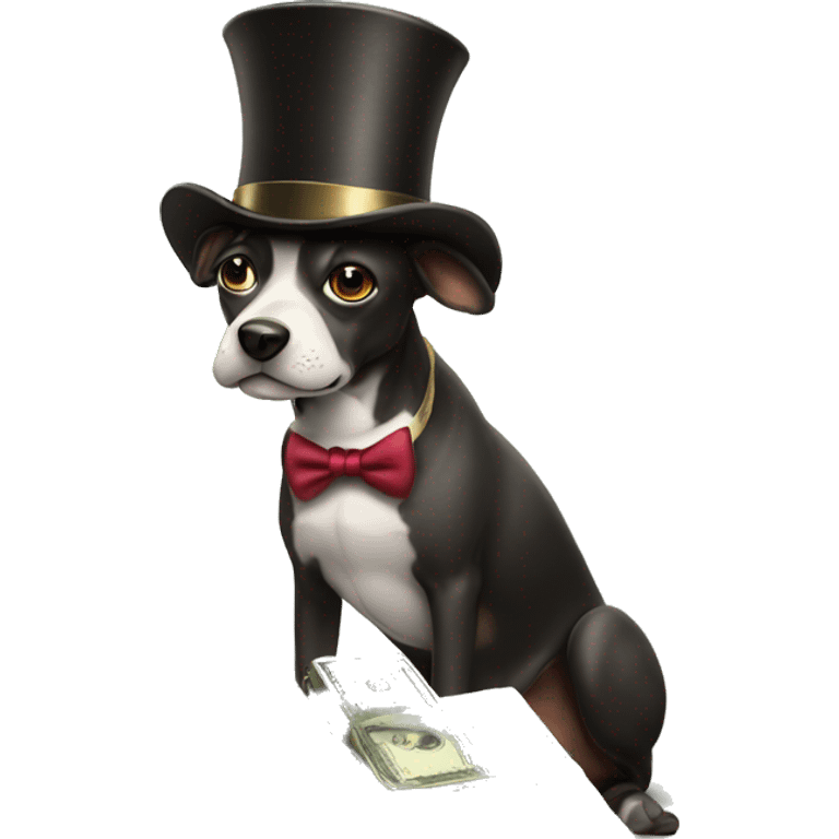 Rich dog with tophat and money  emoji