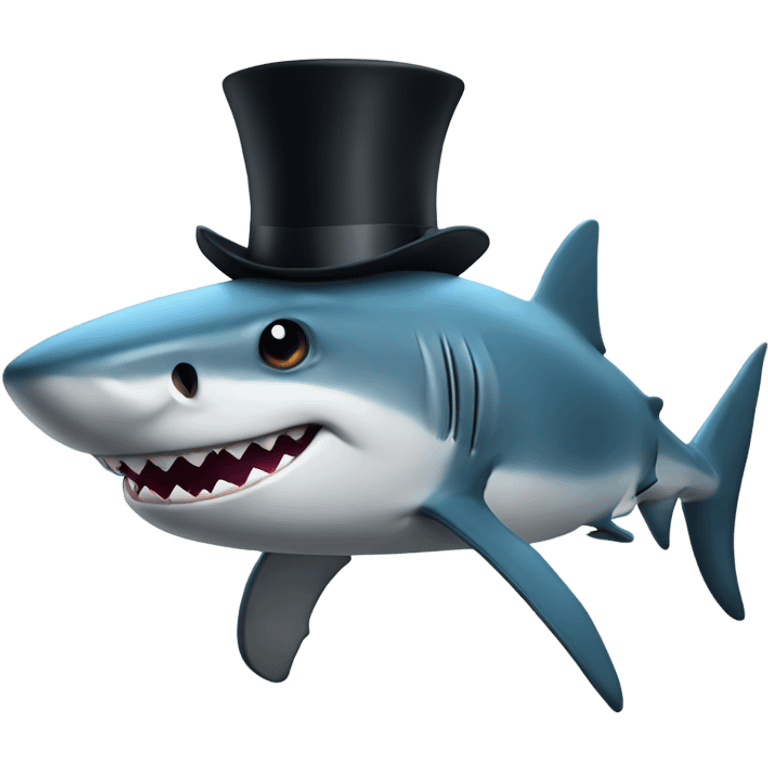 Shark with a top hat emoji