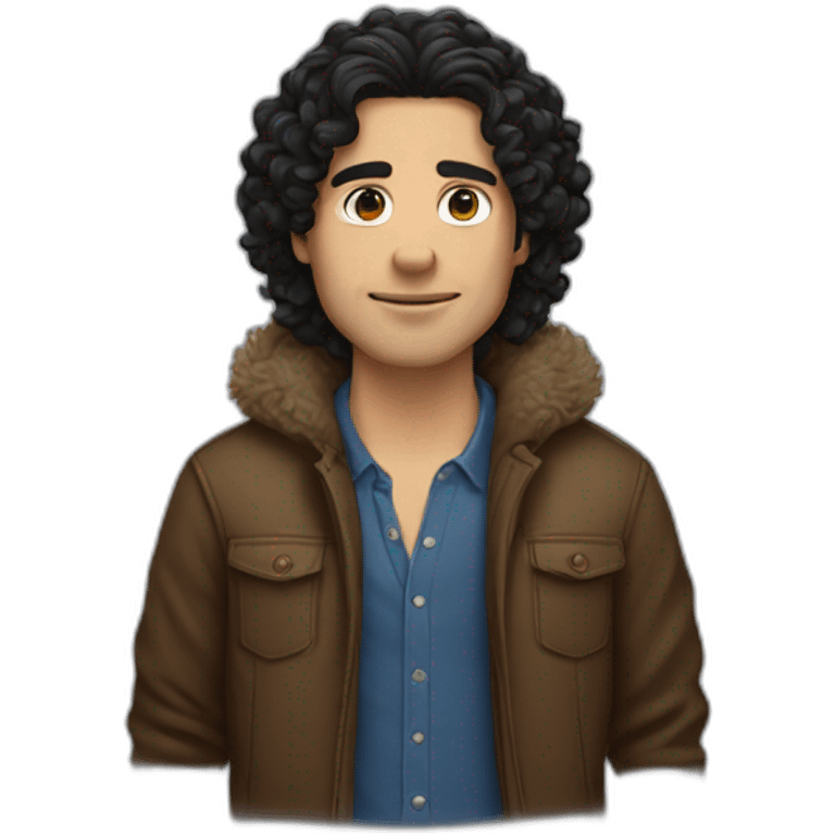 white man with long curly black hair and a bear emoji