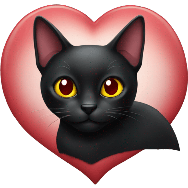 Black cat with dark red heart  emoji