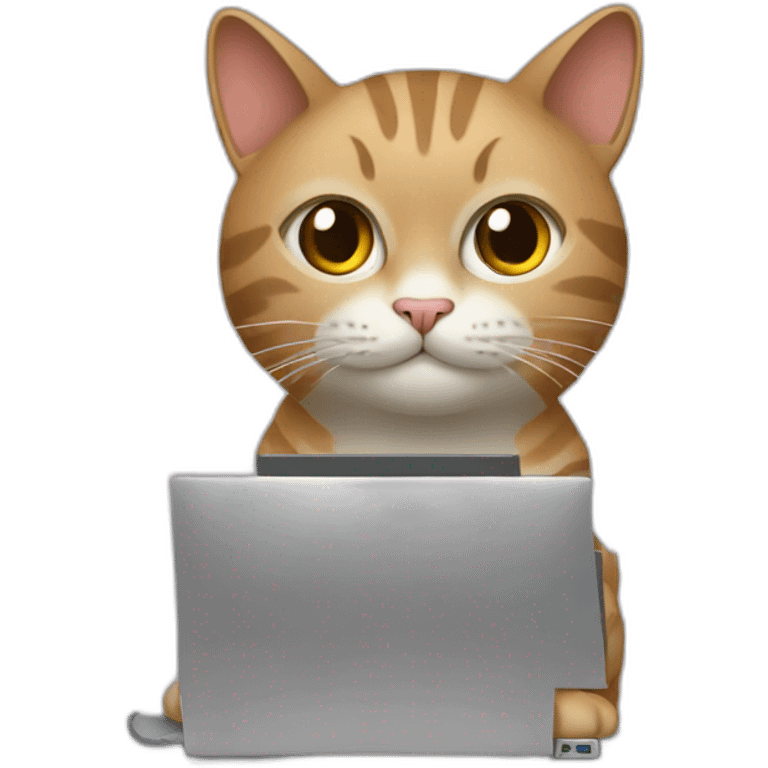 cat programming on a computer emoji