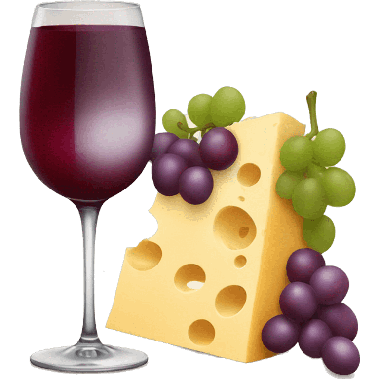 Wine with cheese and grapes  emoji