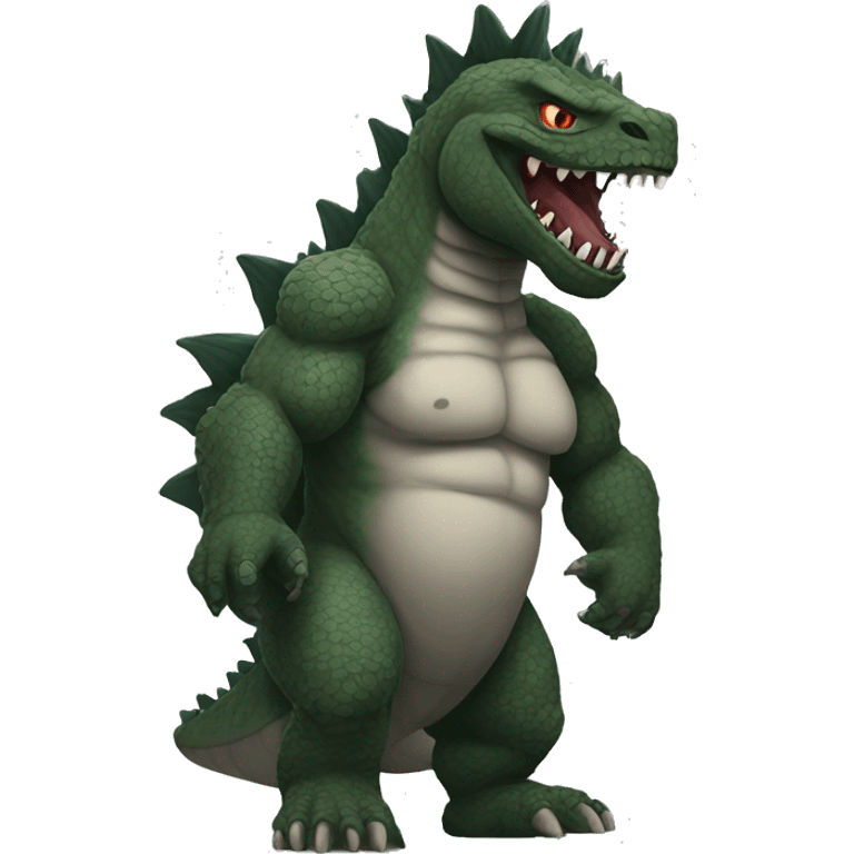 Godzilla with big tattoos on his skin emoji