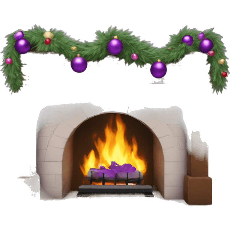 Purple Christmas garland on a fireplace emoji