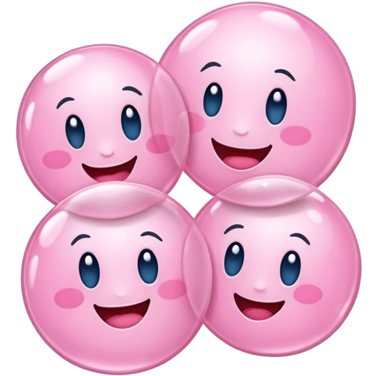 pastel pink three bubbles with happy emoji