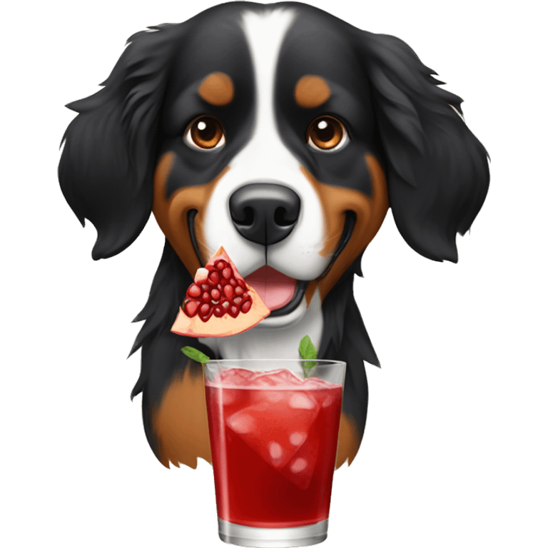 bernese mountain dog drinking a pomegranate martini emoji