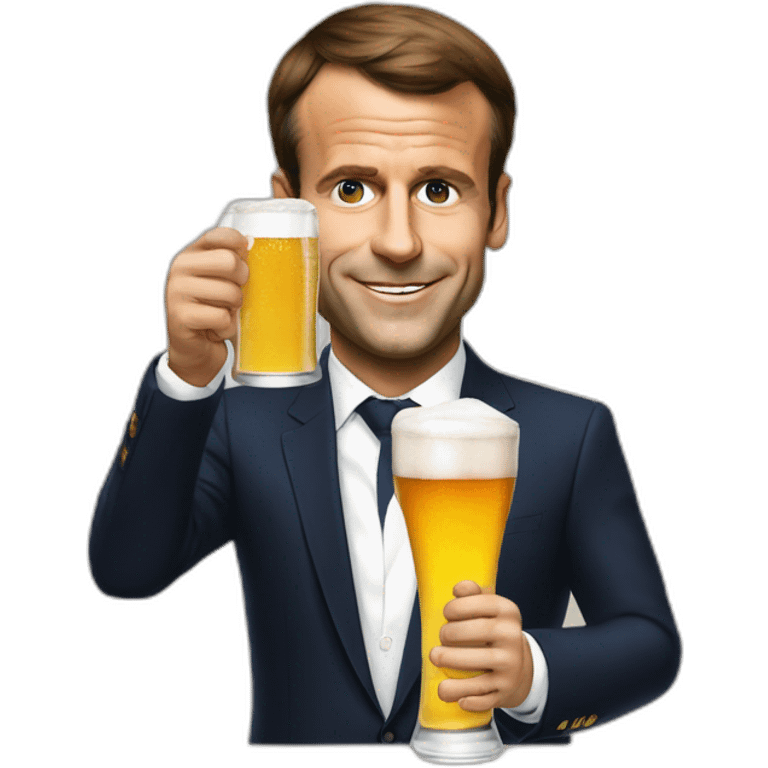 Emanuel Macron drink a beer emoji