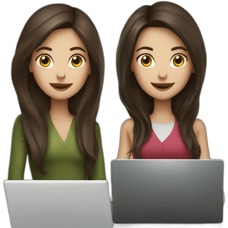 2 brunettes women with laptop emoji