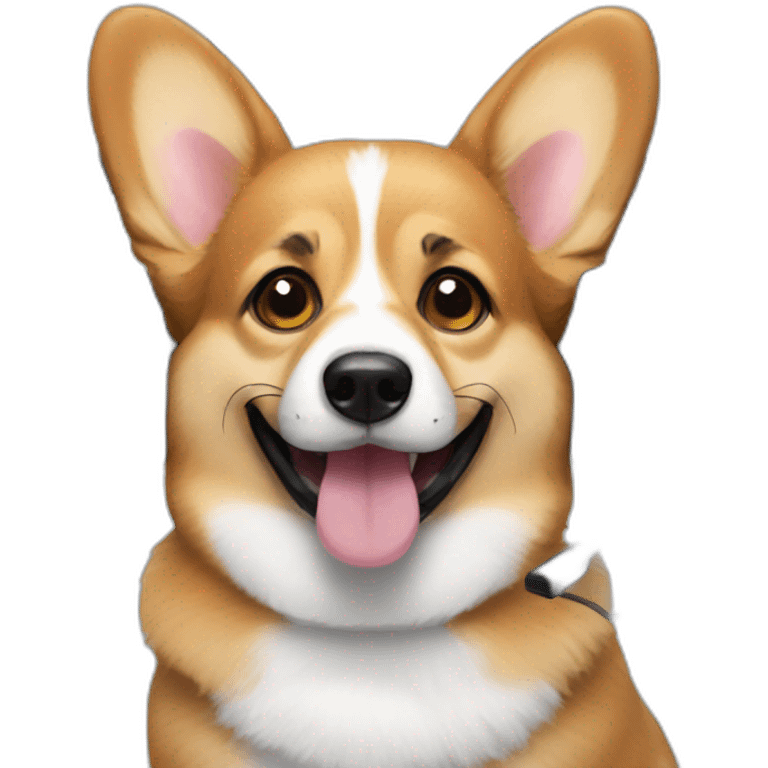 corgi with a headset emoji