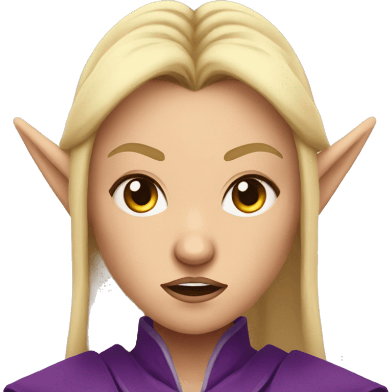 Noble female Elf with Elf ears and blonde hair and purple robes Angry angry angry expression emoji