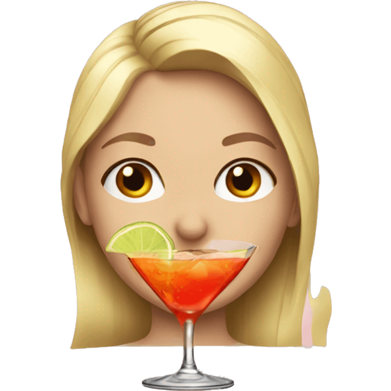 blonde girl drinking cocktail emoji