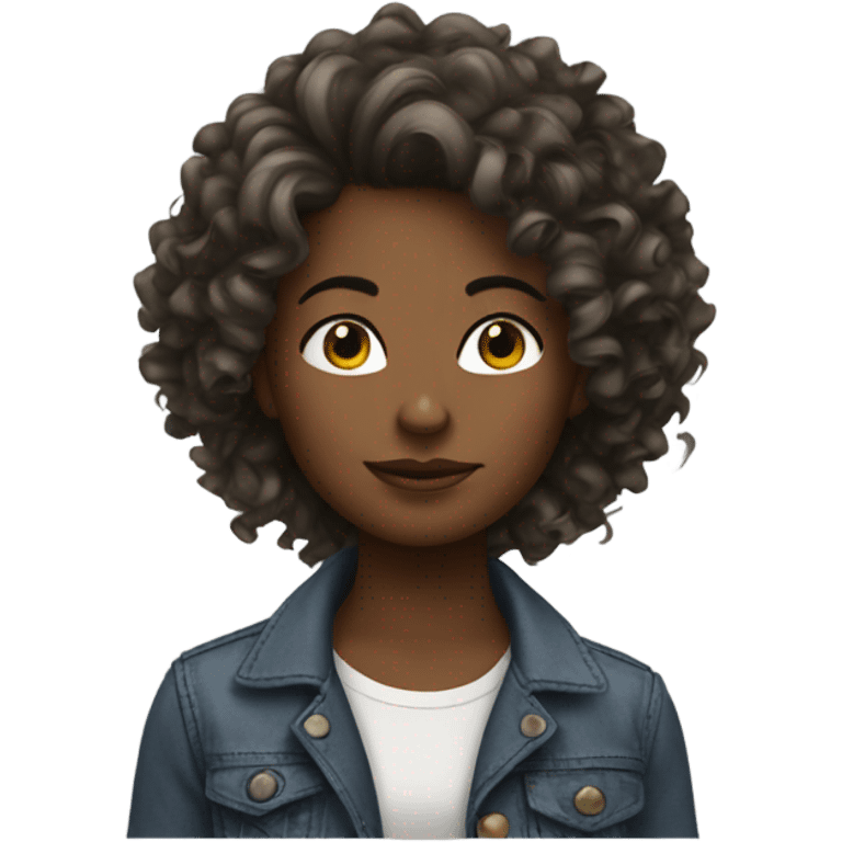 Girl with messy curls sticking up emoji