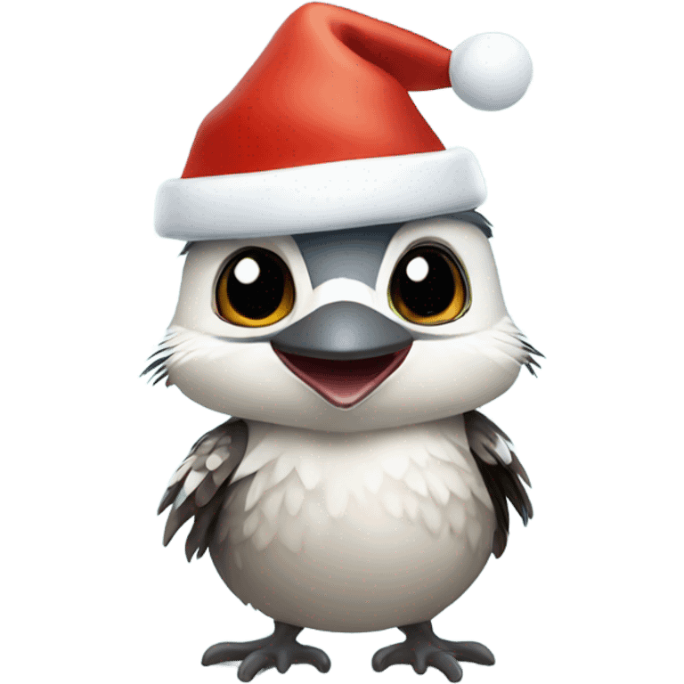 A cute dancing kookaburra wearing a Christmas hat  emoji