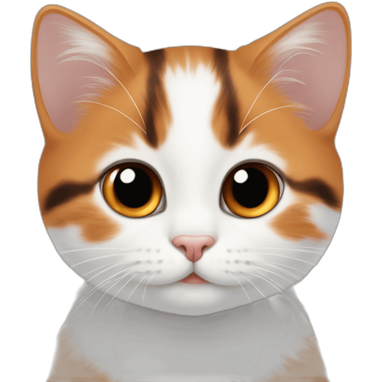 Orange brown black white clico cute baby cat emoji