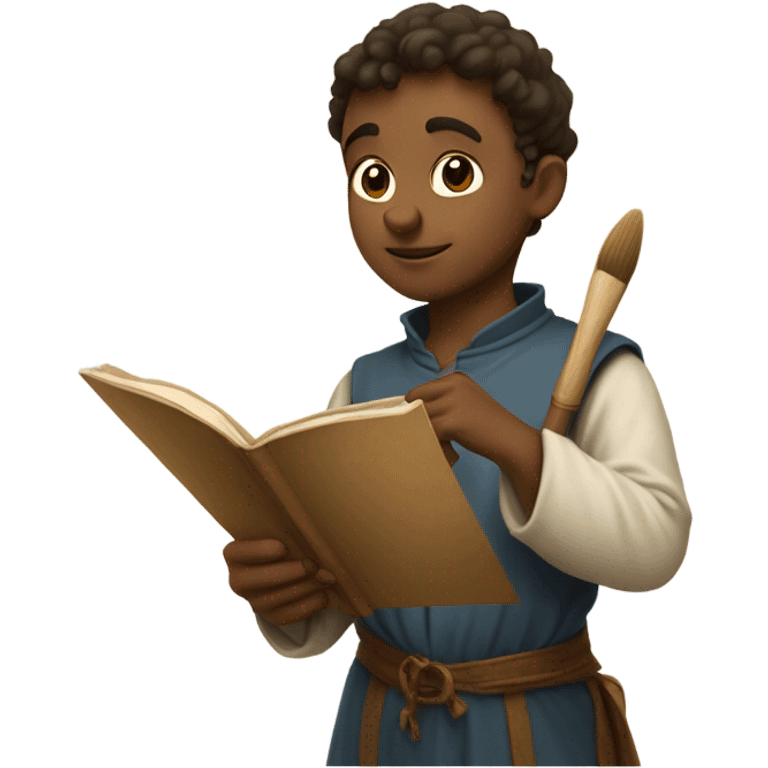 medieval painter boy with brush and list emoji