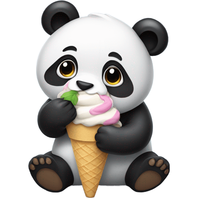 Panda eating ice cream emoji