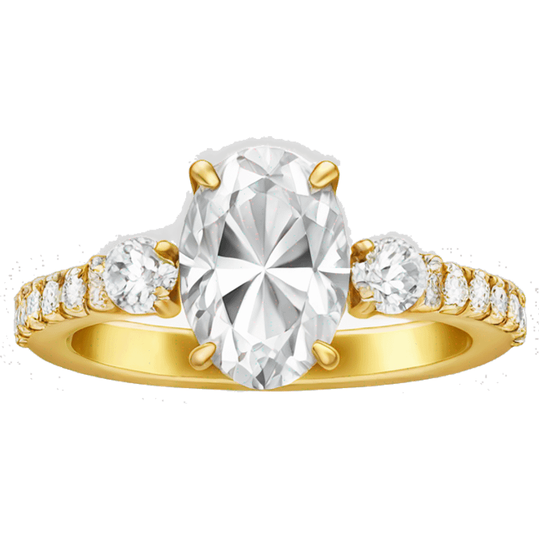 Oval diamond ring with gold and diamond band emoji