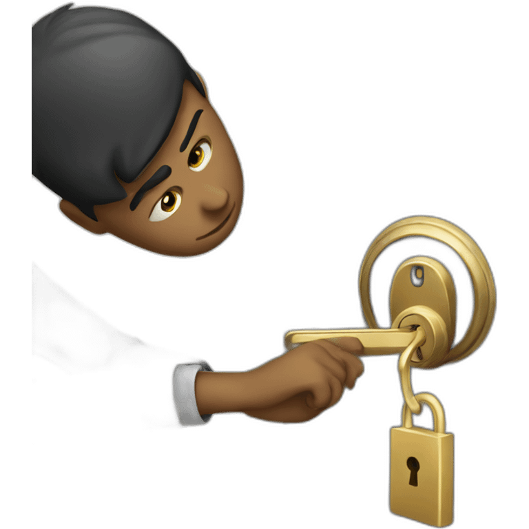 Classy young man struggling to get a key into a lock emoji