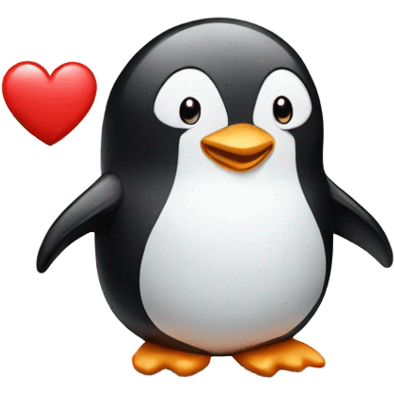 Cute penguin holding heart emoji