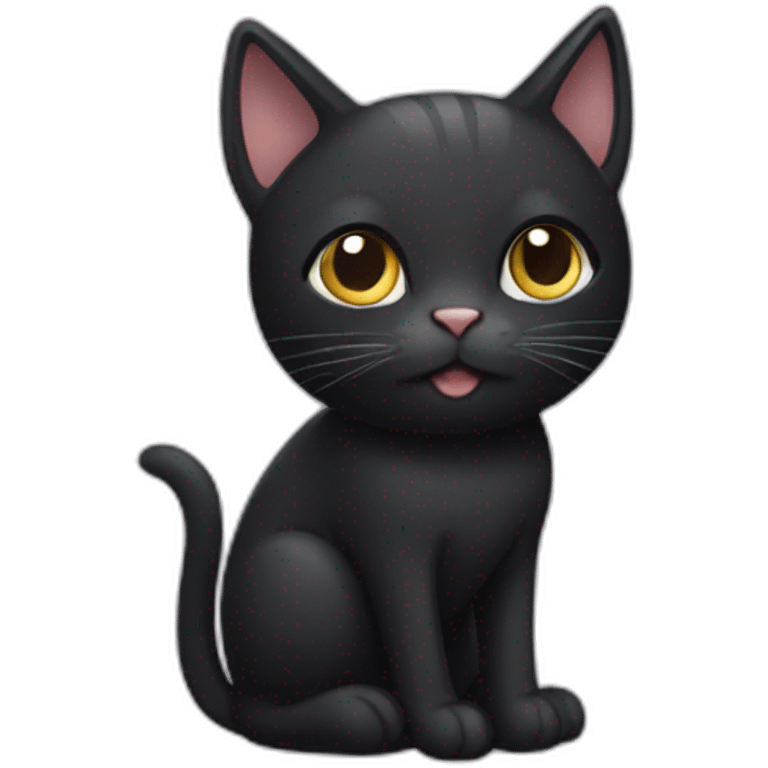 Black cat with one white chop emoji