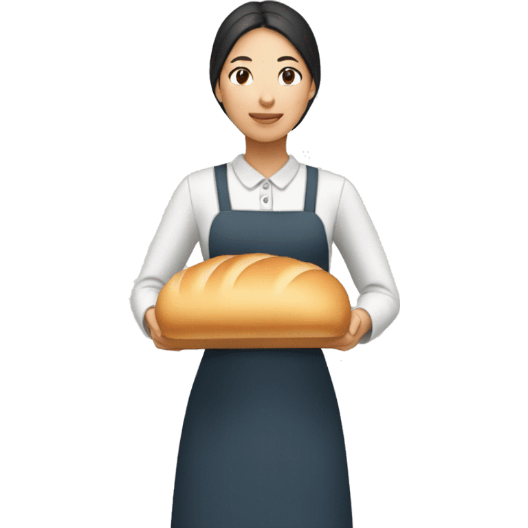 asian amish woman holding a loaf of bread emoji