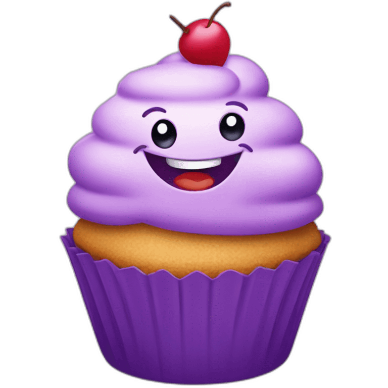 Happy purple cupcake  emoji