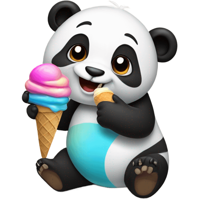 Panda eating ice cream emoji