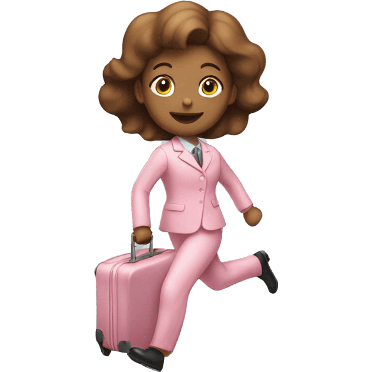 Girl running with light pink suit case emoji