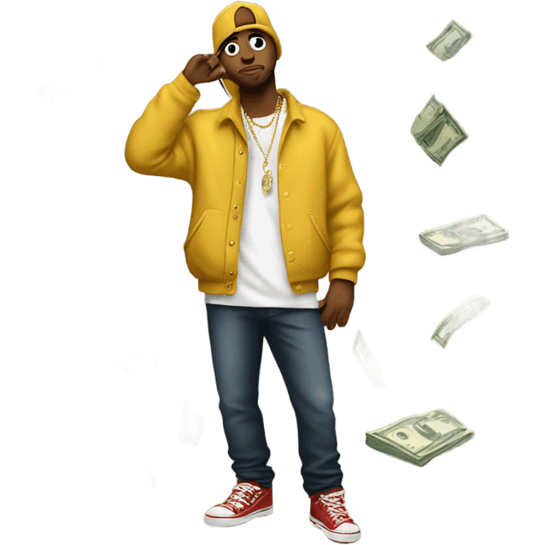 rapper standing on money emoji