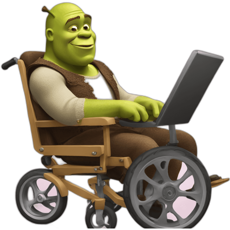 shrek on wheel chair emoji