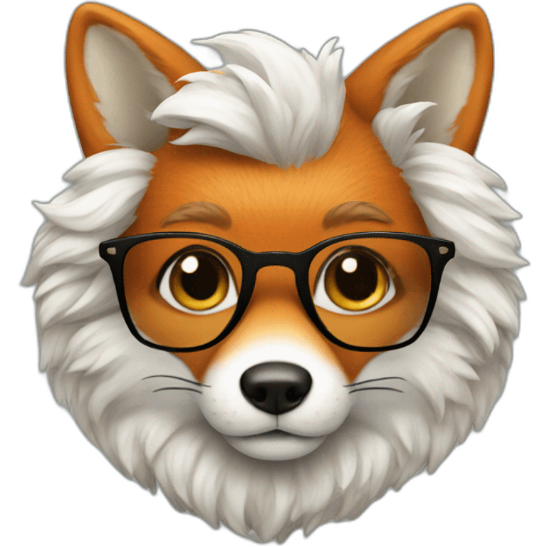 fox with glasses and wig with white curls emoji