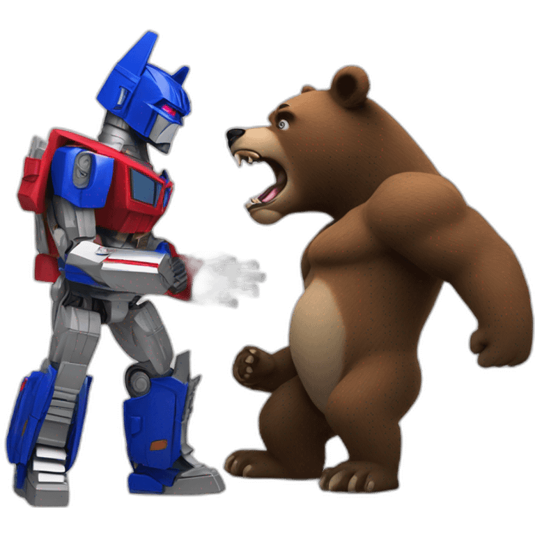 Optimus prime fighting a bear emoji