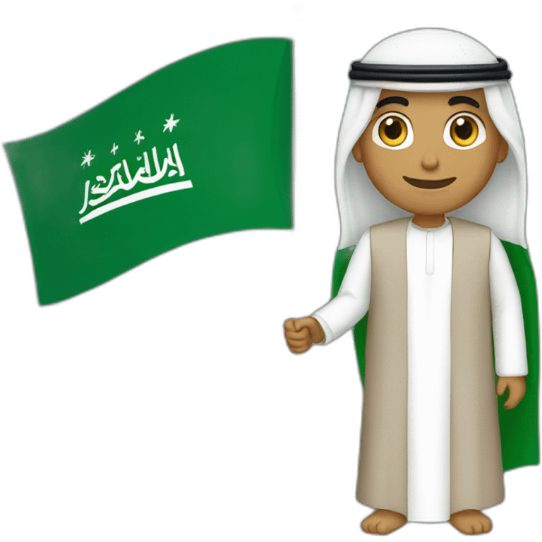 An Arab person waving the Saudi flag emoji