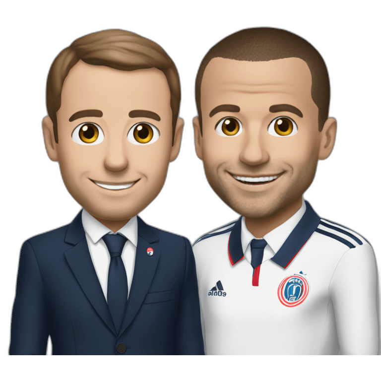 Macron qui fait un câlin à Mbappé emoji